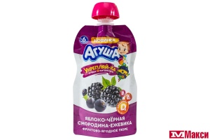 ПЮРЕ "АГУША ФРУКТОВОЕ 80Г ДОЙ-ПАК (ВБД) (ДЕТСКОЕ ПИТАНИЕ)(яблоко-черная смородина-ежевика)