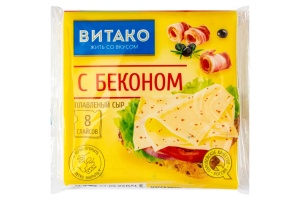 СЫР ПЛАВЛЕНЫЙ "ВИТАКО" 35% 130Г СЛАЙСЫ (БЗМЖ)(с беконом)