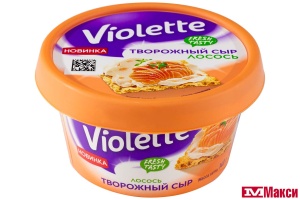 СЫР ТВОРОЖНЫЙ "VIOLETTE" С ЛОСОСЕМ 70% 140Г (КАРАТ) (БЗМЖ)