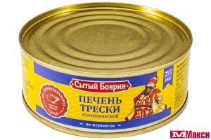 ПЕЧЕНЬ ТРЕСКИ "ПО-МУРМАНСКИ" 240Г Ж/Б (СЫТЫЙ БОЯРИН) 