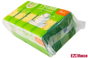 ГУБКА ДЛЯ ПОСУДЫ "СЕМЬЯ ДОВОЛЬНА" КРУПНОПОРИСТАЯ 5ШТ(classic)