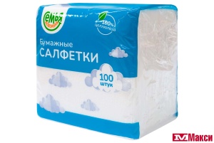 САЛФЕТКИ БУМАЖНЫЕ "СЕМЬЯ ДОВОЛЬНА" БЕЛЫЕ 1-СЛОЙНЫЕ 100ШТ 