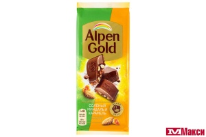 ШОКОЛАД "АЛЬПЕН ГОЛД" МОЛОЧНЫЙ С СОЛЕНЫМ МИНДАЛЕМ И КАРАМЕЛЬЮ 80Г (МОН' ДЭЛИС РУСЬ)