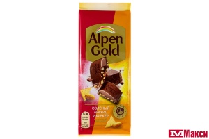 ШОКОЛАД "АЛЬПЕН ГОЛД" МОЛОЧНЫЙ С СОЛЕНЫМ АРАХИСОМ И КРЕКЕРОМ 80Г (МОН' ДЭЛИС РУСЬ)