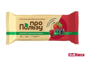 БАТОНЧИК-МЮСЛИ МНОГОЗЛАКОВЫЙ 55Г (ПРОПОЛЬЗУ)(с вишней, смородиной и клубникой)
