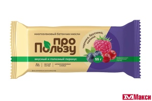 БАТОНЧИК-МЮСЛИ МНОГОЗЛАКОВЫЙ 55Г (ПРОПОЛЬЗУ)(с черникой, брусникой и малиной)