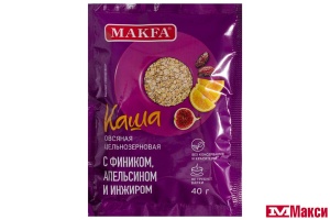 КАША БЫСТРОГО ПРИГОТОВЛЕНИЯ "МАКФА" ОВСЯНАЯ ЦЕЛЬНОЗЕРНОВАЯ С ФИНИКОМ, АПЕЛЬСИНОМ И ИНЖИРОМ 40Г