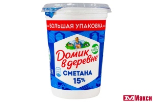 СМЕТАНА (ВБД) "ДОМИК В ДЕРЕВНЕ" 15% 450Г (БЗМЖ)