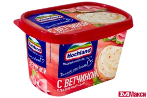 СЫР ПЛАВЛЕНЫЙ "ХОХЛАНД" С ВЕТЧИНОЙ 55% 400Г (HOCHLAND) (БЗМЖ)