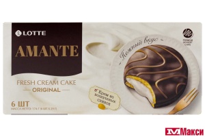 ПИРОЖНОЕ "AMANTE" СО СЛИВОЧНОЙ ПРОСЛОЙКОЙ 6ШТХ29Г (ЛОТТЕ)