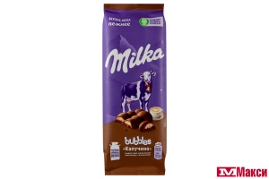 ШОКОЛАД "МИЛКА" BUBBLES ПОРИСТЫЙ МОЛОЧНЫЙ С НАЧИНКОЙ СО ВКУСОМ КАПУЧИНО 87Г (МОН' ДЭЛИС РУСЬ)