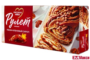 РУЛЕТ "ТВИСТ ПЕКАН-КЛЕНОВЫЙ СИРОП" СЛОЕНЫЙ 300Г (РУССКАЯ НИВА)