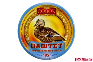 ПАШТЕТ  С УТИНОЙ ПЕЧЕНЬЮ 105Г Ж/Б КЛЮЧ (СОВОК)
