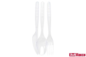 ПОСУДА: НАБОР СТОЛОВЫХ ПРИБОРОВ ОДНОРАЗ ПРОЗРАЧНЫЙ ДЛЯ 1 ПЕРСОНЫ (ВИЛКА,ЛОЖКА,НОЖ)(СЕМЬЯ ДОВОЛЬНА)