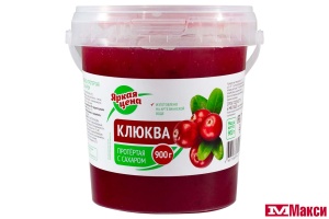 ЯГОДЫ ПРОТЕРТЫЕ КЛЮКВА С САХАРОМ 900Г ВЕДРО (ЯРКАЯ ЦЕНА) 