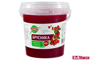 ЯГОДЫ ПРОТЕРТЫЕ БРУСНИКА С САХАРОМ 900Г ВЕДРО (ЯРКАЯ ЦЕНА) 