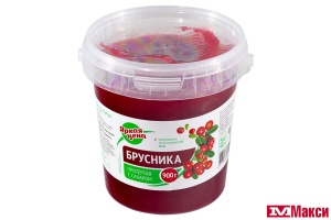 ЯГОДЫ ПРОТЕРТЫЕ БРУСНИКА С САХАРОМ 900Г ВЕДРО (ЯРКАЯ ЦЕНА) 