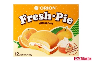 БИСКВИТ "FRESH PIE" С АПЕЛЬСИНОВОЙ НАЧИНКОЙ 12ШТХ25Г (ОРИОН)