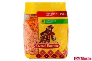 КРУПА ЧЕЧЕВИЦА КРАСНАЯ "СЫТЫЙ БОЯРИН" 450Г