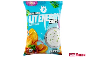 ЧИПСЫ РИФЛЕНЫЕ СО ВКУСОМ СМЕТАНЫ И ЗЕЛЕНИ 120Г (LIT ENERGY)