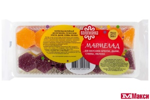 МАРМЕЛАД "ВОЛОГЖАНКА" МИКС: АРБУЗ, ДЫНЯ, СЛИВА, ЯБЛОКО 300Г