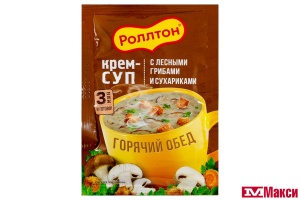 КРЕМ-СУП Б/П (РОЛЛТОН) С ЛЕСНЫМИ ГРИБАМИ И СУХАРИКАМИ 21Г