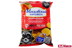 ЧИПСЫ "МОСКОВСКИЙ КАРТОФЕЛЬ" РИФЛЕНЫЕ СО ВКУСОМ АТЛАНТИЧЕСКОГО ЛОСОСЯ В СЛИВОЧНОМ СОУСЕ 120Г