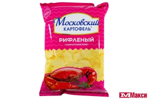 ЧИПСЫ "МОСКОВСКИЙ КАРТОФЕЛЬ" РИФЛЕНЫЕ СО ВКУСОМ КАМЧАТСКОГО КРАБА 120Г