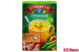 СУП-ПЮРЕ "СУПЕРСУП" ГОРОХОВЫЙ С СУХАРИКАМИ 21,8Г (РУС.ПРОДУКТ)