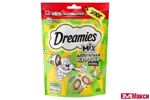 ЛАКОМСТВО Д/КОШЕК "DREAMIES" 200Г В АССОРТ.(с курицей и кошачьей мятой)