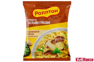 ВЕРМИШЕЛЬ БЫСТРОГО ПРИГОТОВЛЕНИЯ "РОЛЛТОН" НА ДОМАШНЕМ БУЛЬОНЕ С БЕЛЫМИ ГРИБАМИ 60Г 