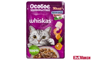 КОРМ Д/КОШЕК "ВИСКАС" ОСОБОЕ УДОВОЛЬСТВИЕ 75Г ФОЛЬГА(желе белая рыба, креветка и овощи)