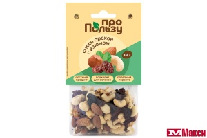 СМЕСЬ ЖАРЕНЫХ ОРЕХОВ И ИЗЮМА 150Г (ПРОПОЛЬЗУ)