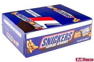 ШОКОЛАДНЫЙ БАТОНЧИК "SNICKERS" БОЛЬШЕ АРАХИСА 87Г (МАРС)
