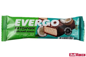 БАТОНЧИК С ВЫСОКИМ СОДЕРЖАНИЕМ БЕЛКА 40Г (EVERGO) (райский кокос)