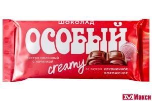 ШОКОЛАД "ОСОБЫЙ" VIBE ЭКСТРАМОЛОЧНЫЙ КЛУБНИЧНОЕ МОРОЖЕНОЕ 82Г (КРУПСКАЯ)