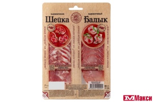 НАРЕЗКА МЯСНАЯ СЫРОКОПЧЕНАЯ ШЕЙКА/БАЛЫК 85Г (ИНЕЙ)