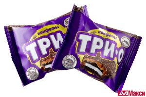 КОНФЕТЫ "ТРИО" С ПЕЧЕНЬЕМ,КАРАМЕЛЬЮ И НАЧИНКОЙ СО ВКУСОМ ПЛОМБИРА (АККОНД)