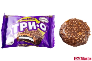 КОНФЕТЫ "ТРИО" С ПЕЧЕНЬЕМ,КАРАМЕЛЬЮ И НАЧИНКОЙ СО ВКУСОМ ПЛОМБИРА (АККОНД)