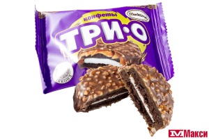 КОНФЕТЫ "ТРИО" С ПЕЧЕНЬЕМ,КАРАМЕЛЬЮ И НАЧИНКОЙ СО ВКУСОМ ПЛОМБИРА (АККОНД)