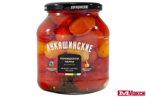 ПОМИДОРЧИКИ "ЧЕРРИ-АССОРТИ" МАРИНОВАННЫЕ С ЗЕЛЕНЬЮ И ЧЕСНОКОМ 670Г СТ/Б (ЛУКАШИНСКИЕ)