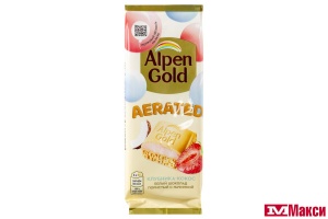 ШОКОЛАД "АЛЬП.ГОЛД" AERATED БЕЛЫЙ С КЛУБНИЧНО-КОКОСОВОЙ НАЧИНКОЙ 75Г (МОН' ДЭЛИС РУСЬ)