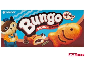 ПИРОЖНОЕ "BUNGO" С НАЧИНКОЙ КРЕМ С ШОКОЛАДОМ И МОТИ 4ШТХ30Г (ОРИОН) 