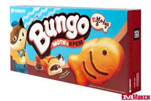 ПИРОЖНОЕ "BUNGO" С НАЧИНКОЙ КРЕМ С ШОКОЛАДОМ И МОТИ 4ШТХ30Г (ОРИОН) 