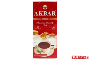 ЧАЙ ЧЕРНЫЙ "АКБАР" ЦЕЙЛОНСКИЙ ЧЕРНЫЙ 25 ПАКЕТИКОВ С ЯРЛЫЧКАМИ (AKBAR)
