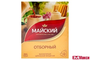 ЧАЙ "МАЙСКИЙ" ОТБОРНЫЙ ЦЕЙЛОН ЧЕРНЫЙ 100 ПАКЕТИКОВ (МАЙ)