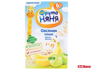 КАША МОЛОЧНАЯ "ФРУТОНЯНЯ" 200Г (ПРОГРЕСС) (БЗМЖ)(овсяная с яблоком и бананом)