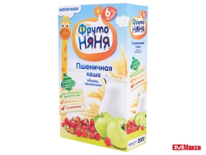 КАША МОЛОЧНАЯ "ФРУТОНЯНЯ" 200Г (ПРОГРЕСС) (БЗМЖ)(пшеничная с яблоком и земляникой)