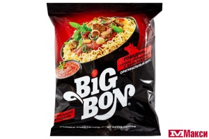 ЛАПША БЫСТРОГО ПРИГОТОВЛЕНИЯ "БИГ БОН" 75Г(говядина+соус "томатный")